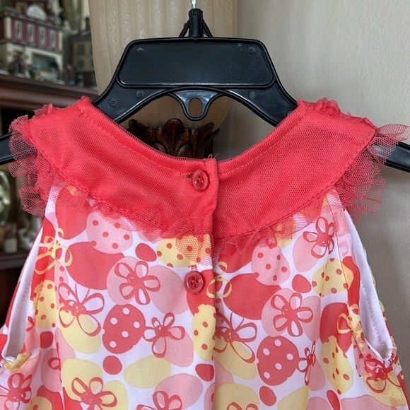 Brand New Little Lass 2-Piece Set Orange & Yellow Floral Mesh Top Ruffle Skirt - Picture 5 of 15